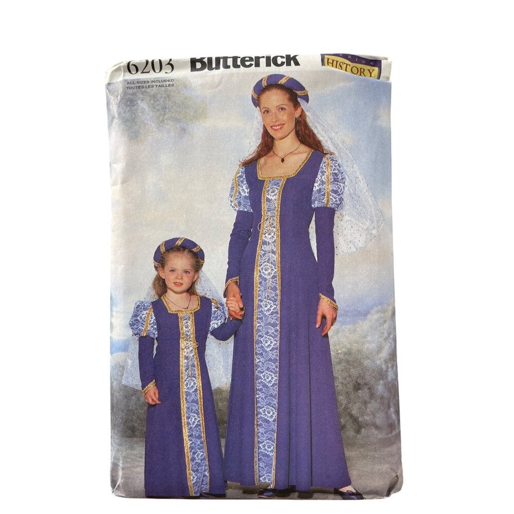 Butterick 6203 Girls & Misses Pattern All Sizes Shakespeare Renaissance UNCUT